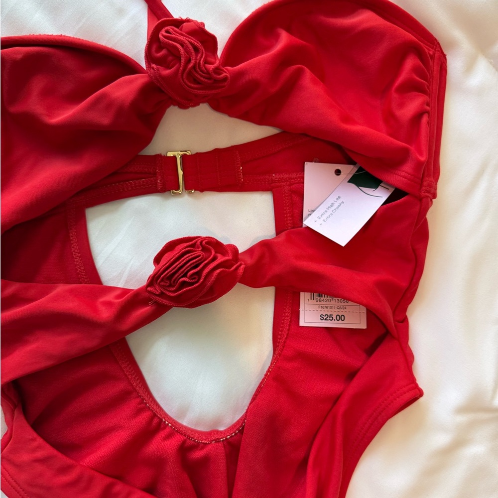 wild fable Red Cutout One-Piece Swimsuit with Knot Details - Picture 3 of 5